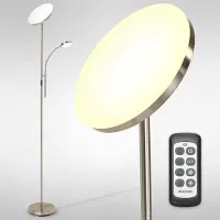 Auronic Floor Lamp - Lampadaire industriel - 181cm - LED - Dimmable et inclinable - avec télécommande - Adapté au salon - Silver