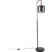 QAZQA Lampadaire noir avec verre doré et fumé avec PUCC - Zuzanna