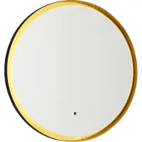 QAZQA Miroir de salle de bain noir avec or, avec LED et variateur tactile - Pim