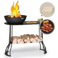 Blumfeldt Nantai station de barbecue braséro : Grille de cuisson Ø 50 cm : table Ø 48 cm