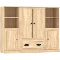 vidaXL Highboards 3 pcs. chêne Sonoma bois composite