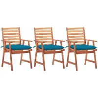 vidaXL Chaises de jardin 3 pièces avec coussins en bois massif d'acacia