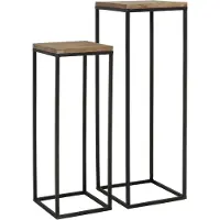 Light & Living ensemble de 2 colonnes Yarula en bois avec noir - 30x30x83 + 35x35x102 cm