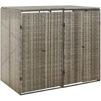 vidaXL Box pour poubelles 2 tonnes gris 140x80x117 cm Poly rotin