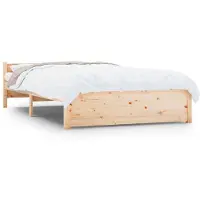 vidaXL Lit en bois massif 135x190 cm