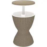 vidaXL Table 3 en 1 avec glacière Marron clair Polypropylène - Table avec glacière - Tables avec glacière - Table avec fonction de refroidissement - Table avec refroidisseur de boissons
