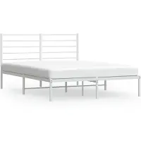 vidaXL Cadre de lit avec tête de lit en métal blanc 160x200 cm