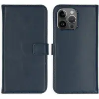 Selencia Étui portefeuille en cuir véritable Apple iPhone 15 Pro Max - Bleu
