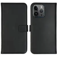 Selencia Étui portefeuille en cuir véritable pour Apple iPhone 15 Pro Max - Noir