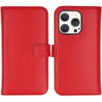 Selencia Étui portefeuille en cuir véritable pour Apple iPhone 15 Pro - Rouge