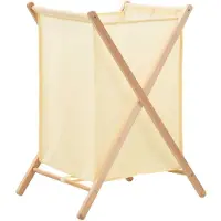 vidaXL Panier à linge Bois de cèdre et textile Beige 42 x 41 x 64 cm