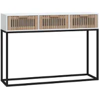 vidaXL Table console blanc 105x30x75 cm bois d'ingénierie et fer