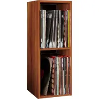 VCM Bois Disques vinyles LP Stand Étagère d'archivage Support de rangement Platto 2 compartiments Bois Disques vinyles LP Stand Étagère d'archivage Support de rangement Platto 2 compartiments