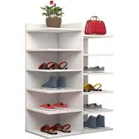 VCM XXL bois Grande armoire à chaussures Commode à chaussures Grande étagère à chaussures Enosa 12 compartiments