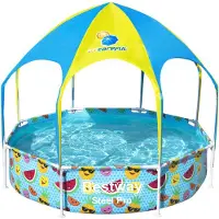 Bestway Steel Pro Kids' Pool - Parasol UV et pulvérisateur d'eau rafraîchissante - 244x51 cm