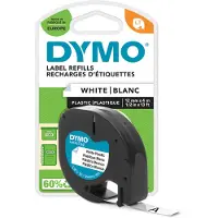 Dymo LetraTag 12 mm x 4 m Noir Blanc Étiquettes