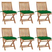 vidaXL Chaises de jardin pliantes avec coussins 6 pcs. Bois massif teck