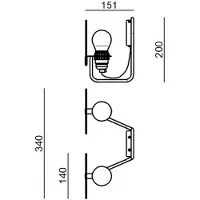Stilnovo Applique Murale , Bugia, dimmable, Noir, Salon / séjour, Métal, Design