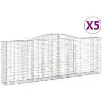 vidaXL Gabions avec arc surélevé 5 pcs. 400x50x140/160cm Fer galvanisé