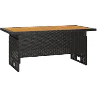vidaXL Table de jardin noire 100x50x43/63 cm acacia & poly rotin