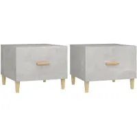 vidaXL Tables basses 2 pcs. Gris béton 50x50x40 cm Bois composite