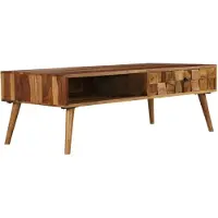 vidaXL Table basse en bois massif avec finition miel 110x50x37 cm
