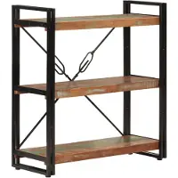 vidaXL Bibliothèque 3 niveaux 77x30x80 cm bois récupération massif/fer