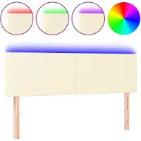 vidaXL Tête de lit LED Crème 144x5x78/88 cm Similicuir