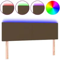 vidaXL Tête de lit LED brun foncé 144x5x78/88 cm Tissu