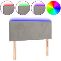 vidaXL LED Tête de lit gris clair 90x5x78/88 cm velours