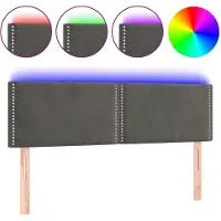 vidaXL Tête de lit LED gris foncé 144x5x78/88 cm velours
