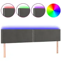 vidaXL Tête de lit LED gris foncé 180x5x78/88 cm velours