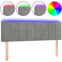 vidaXL Tête de lit LED gris clair 144x5x78/88 cm velours