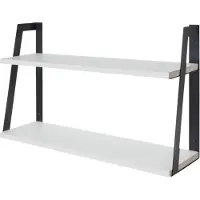 LifeGoods Etagère murale suspendue 2 niveaux - 41cm Industriel - Bois - Noir/Blanc