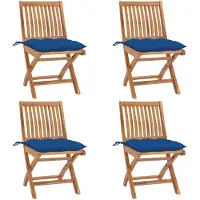 vidaXL Chaises de jardin pliantes avec coussins 4 pcs. Bois massif teck