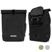 LifeGoods Sac à bandoulière et sac à dos Compact - 25L - Porte-bagages ronds - Imperméable - Noir