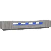 vidaXL Ensemble de 3 meubles TV Lampes LED Gris Sonoma Matériau dérivé du bois