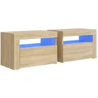 vidaXL Tables de chevet 2 pcs avec LED Chêne Sonoma 60x35x40 cm