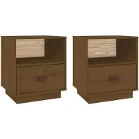 vidaXL Tables de chevet 2pcs Marron miel 40x34x45cm Bois de pin massif