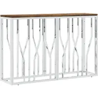 vidaXL Table console acier inoxydable et bois massif de récupération