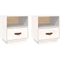 vidaXL Tables de chevet 2 pcs Blanc 40x34x45 cm Bois de pin massif