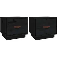 vidaXL Tables de chevet 2 pcs Noir 40x34x35 cm Bois de pin massif