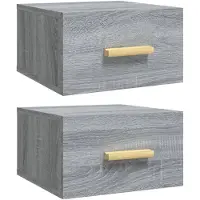 vidaXL Tables de chevet murales 2 pcs sonoma gris 35x35x20 cm
