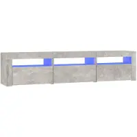 vidaXL Armoire TV avec lampes LED gris béton 180x35x40 cm