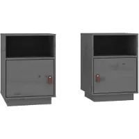 vidaXL Tables de chevet 2 pcs Gris 40x34x55 cm Bois de pin massif