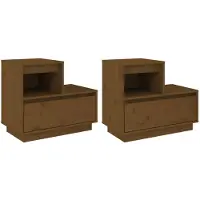 vidaXL Tables de chevet 2pcs Marron miel 60x34x51cm Bois de pin massif