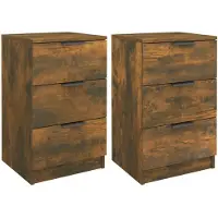vidaXL Tables de chevet 2 pcs Chêne fumé 40x36x65 cm