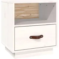 vidaXL Table de chevet Blanc 40x34x45 cm Bois de pin massif