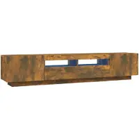 vidaXL Ensemble de 2 armoires TV Lampes LED Chêne fumé Matériau dérivé du bois