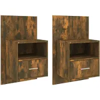 vidaXL Tables de chevet murales 2 pcs Chêne fumé